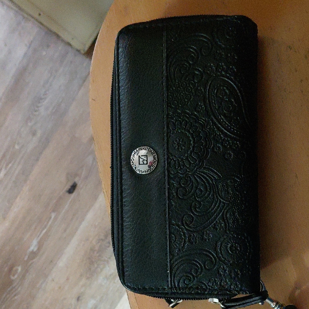 Stone Mountain Accessories Embossed Black Wristlet